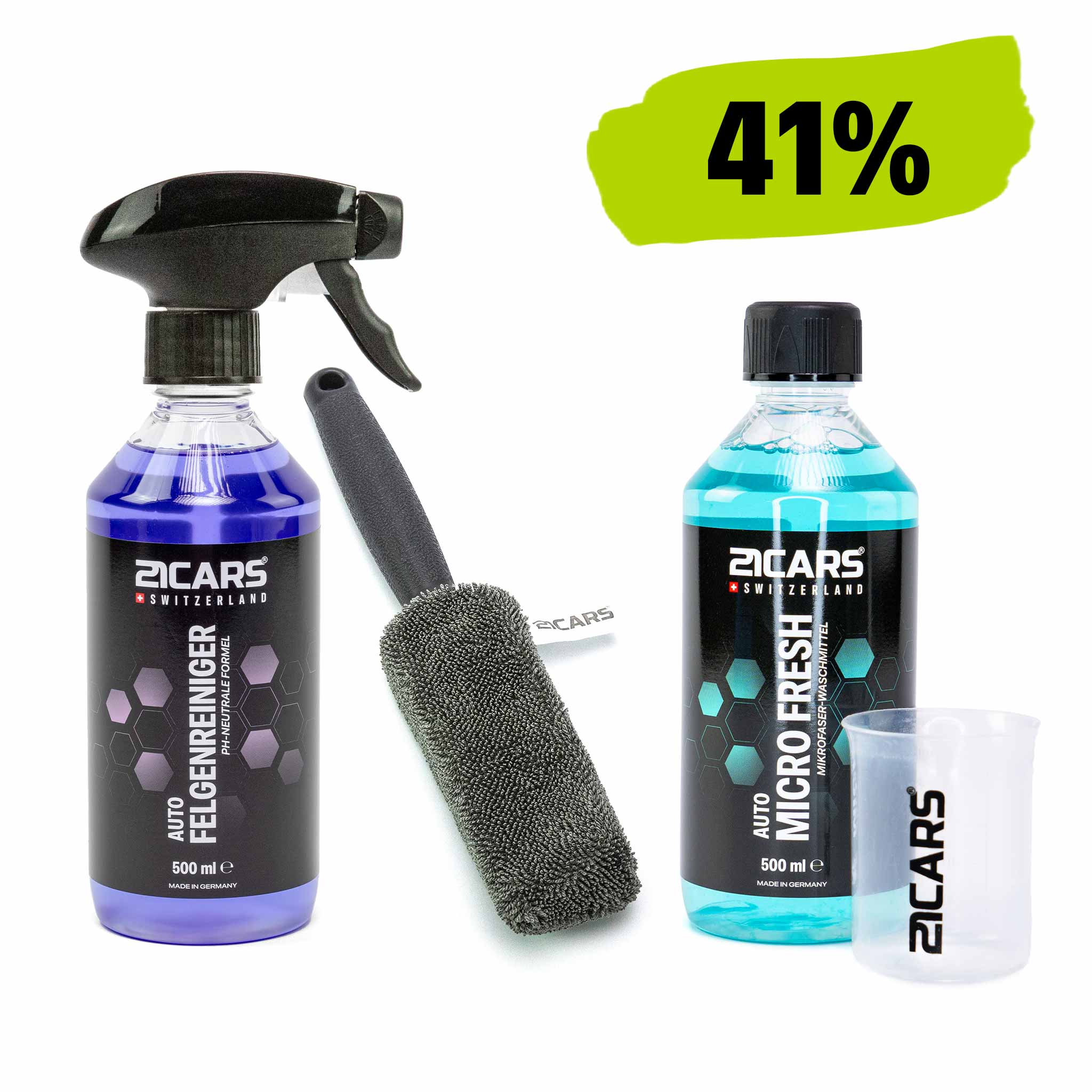 21CARS® Felgenreiniger & Mikrofaserwaschmittel Set – 41% Rabatt