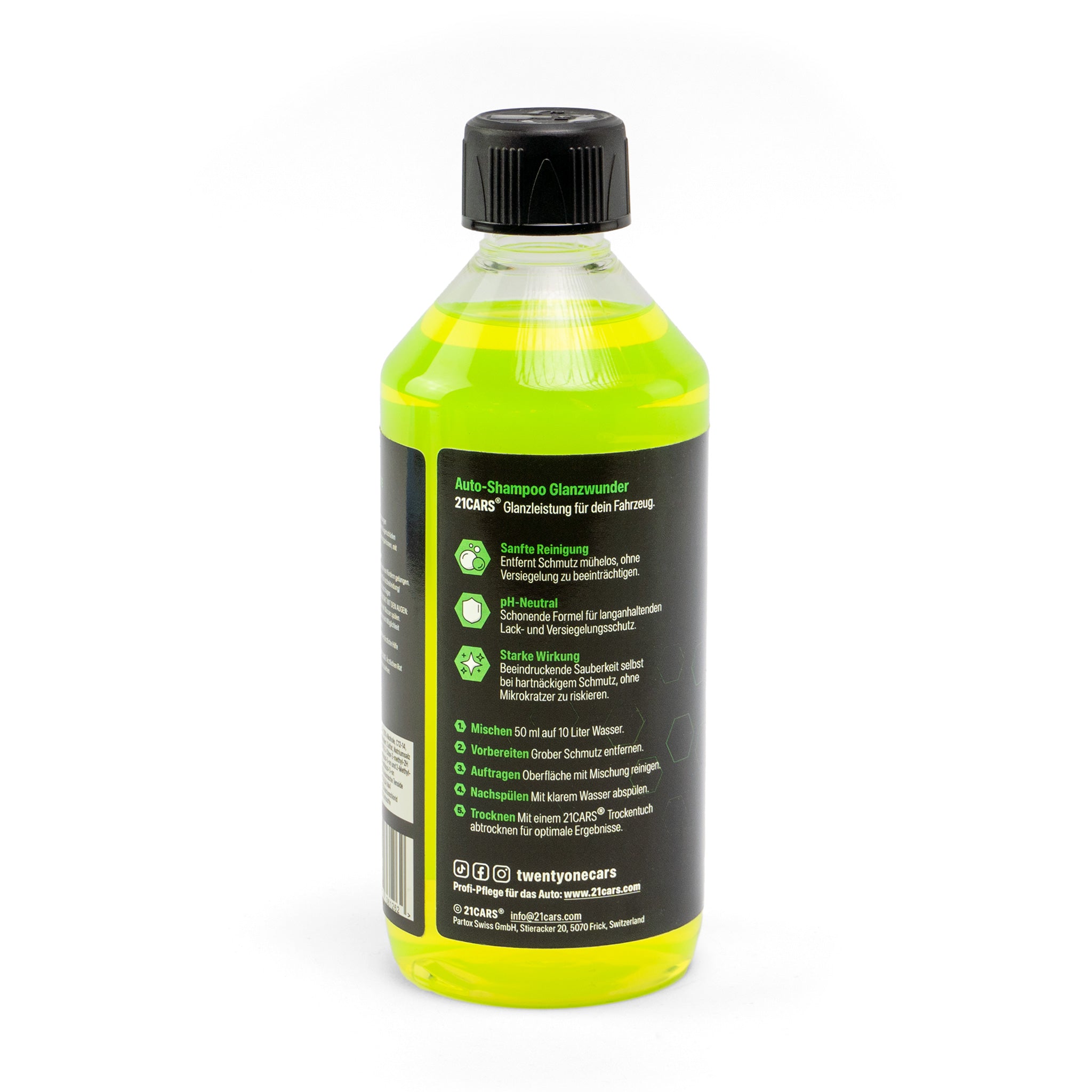 21CARS® shampooing pour voiture transparent brillant 0,5 litre | citron vert