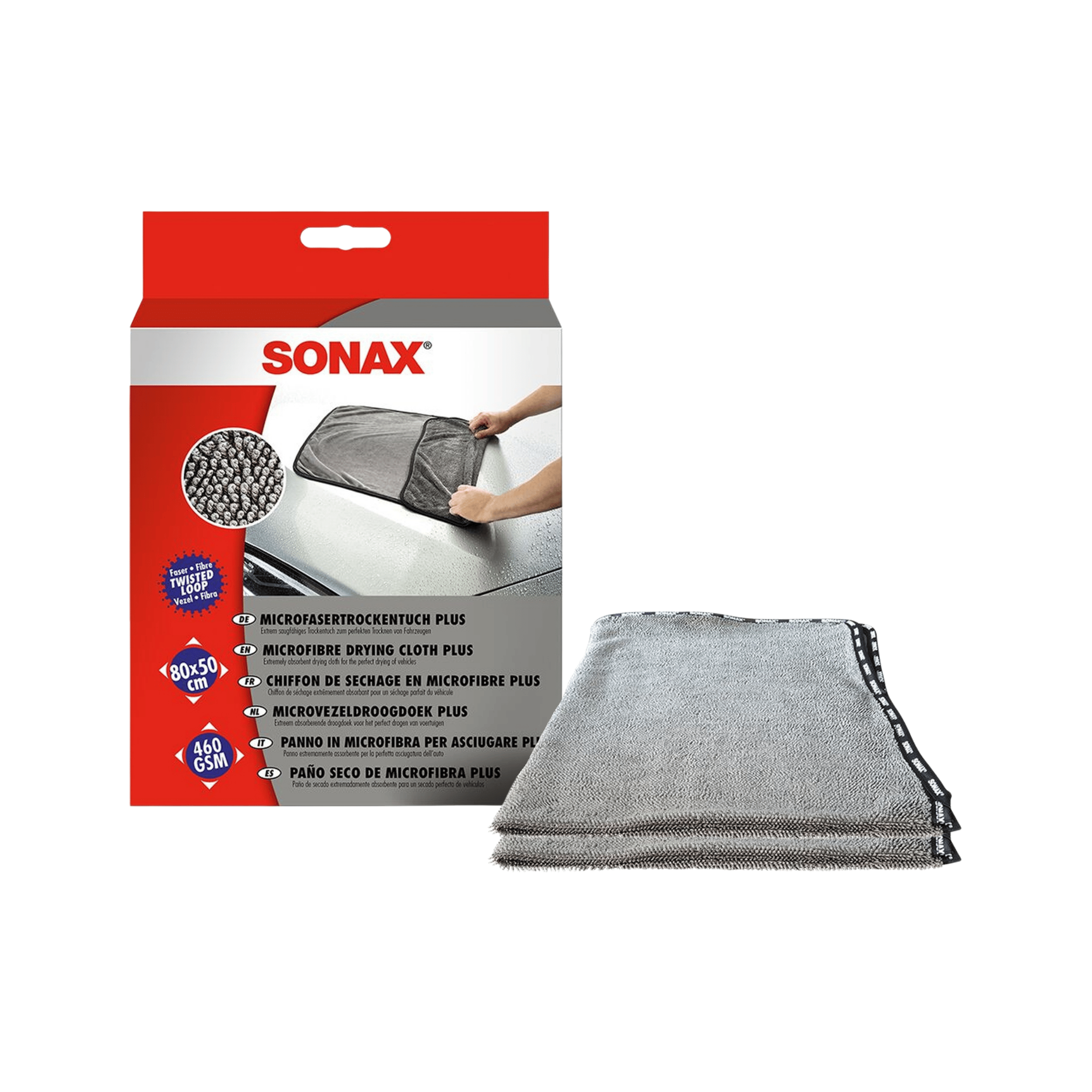 SONAX Microfaser Trocken Tuch Plus 80 × 50 cm, 2er Set