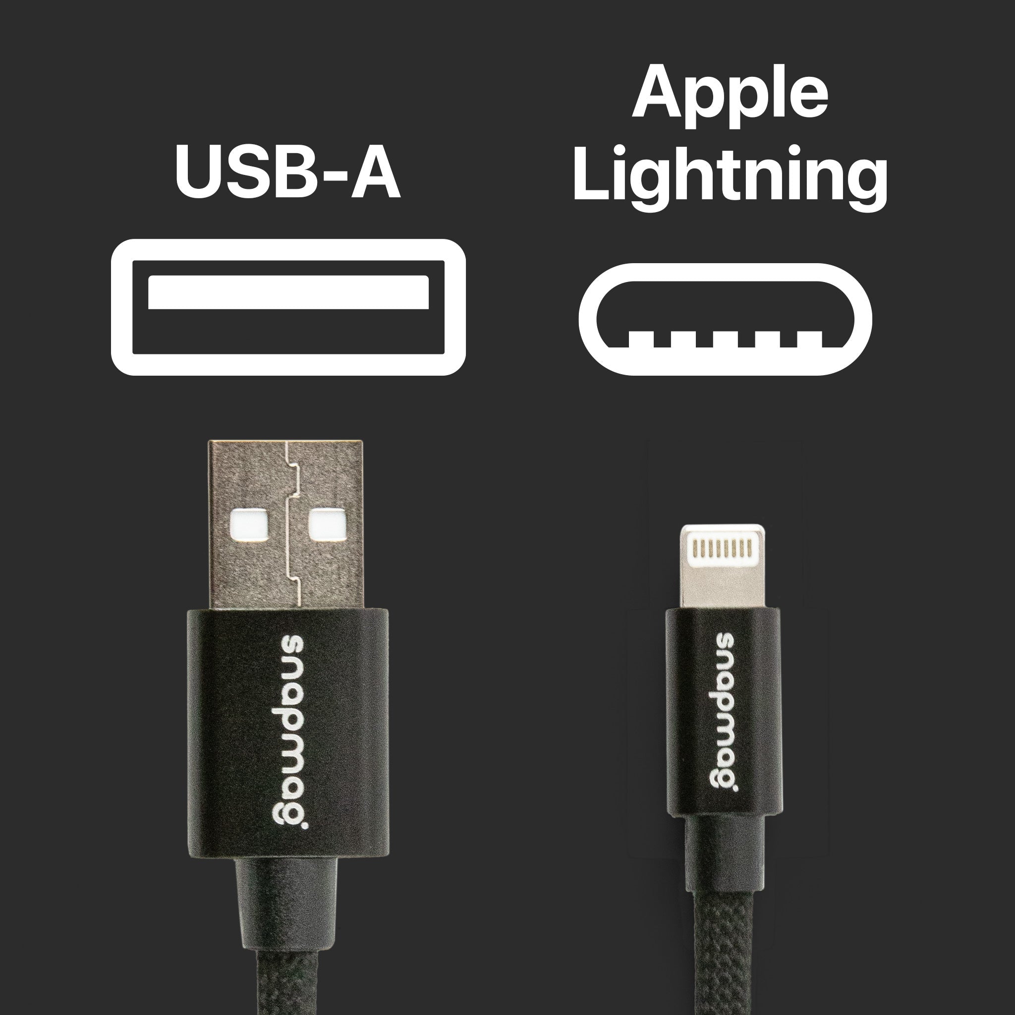 USB-A vers Lightning | Tous les appareils Apple Lightning | 1,5 m | ÉDITION NOIRE - snapmag