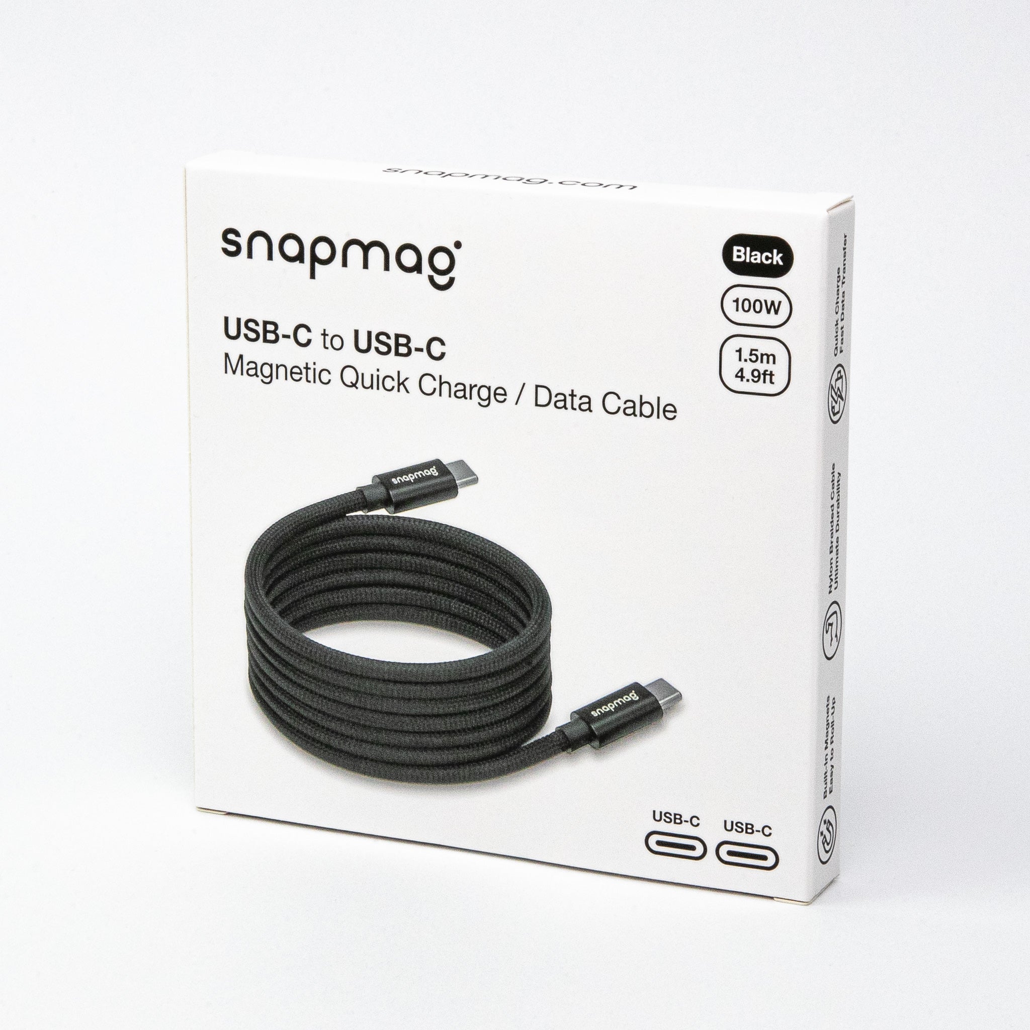 USB-C to C | iPhone 15, Android | Alle Typ C Geräte | 1.5 m | BLACK EDITION - snapmag