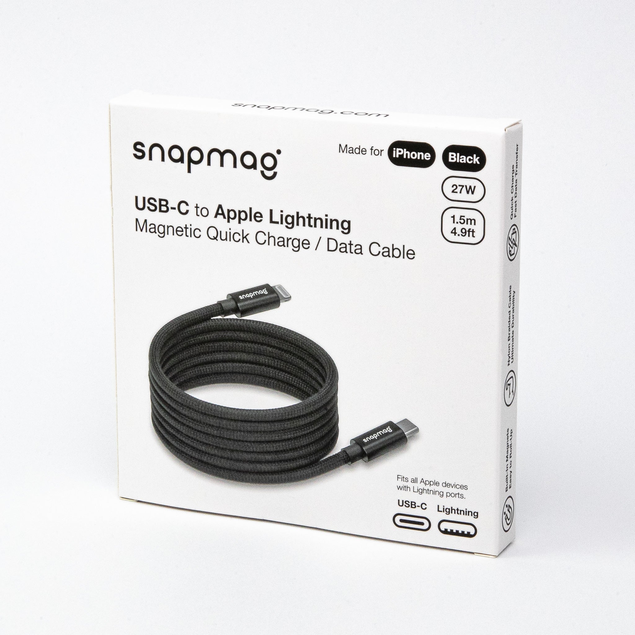 USB-C vers Lightning | Tous les appareils Apple Lightning | 1,5 m | ÉDITION NOIRE - snapmag